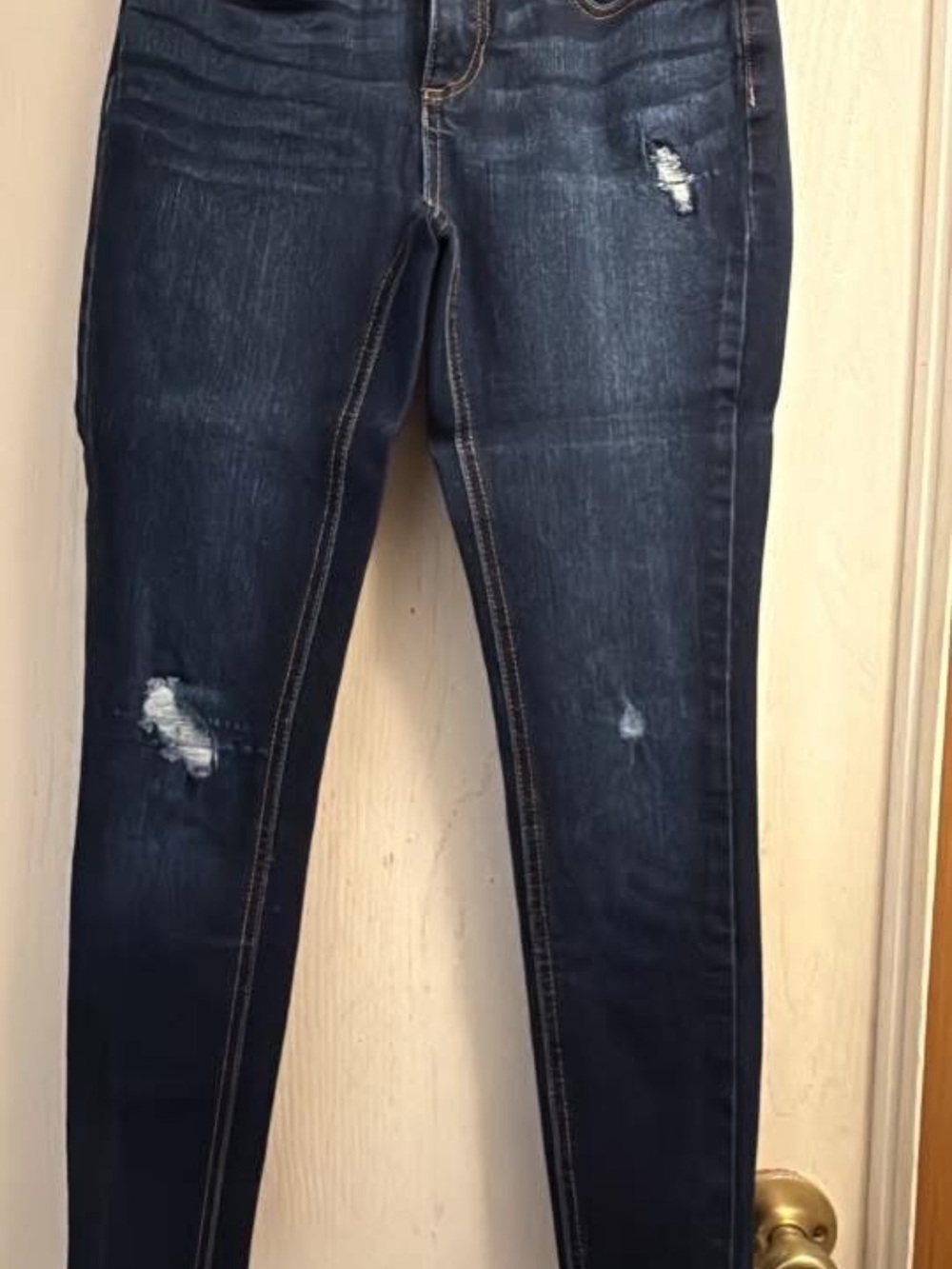 Dark Blue Distressed Women's Skinny Jeans